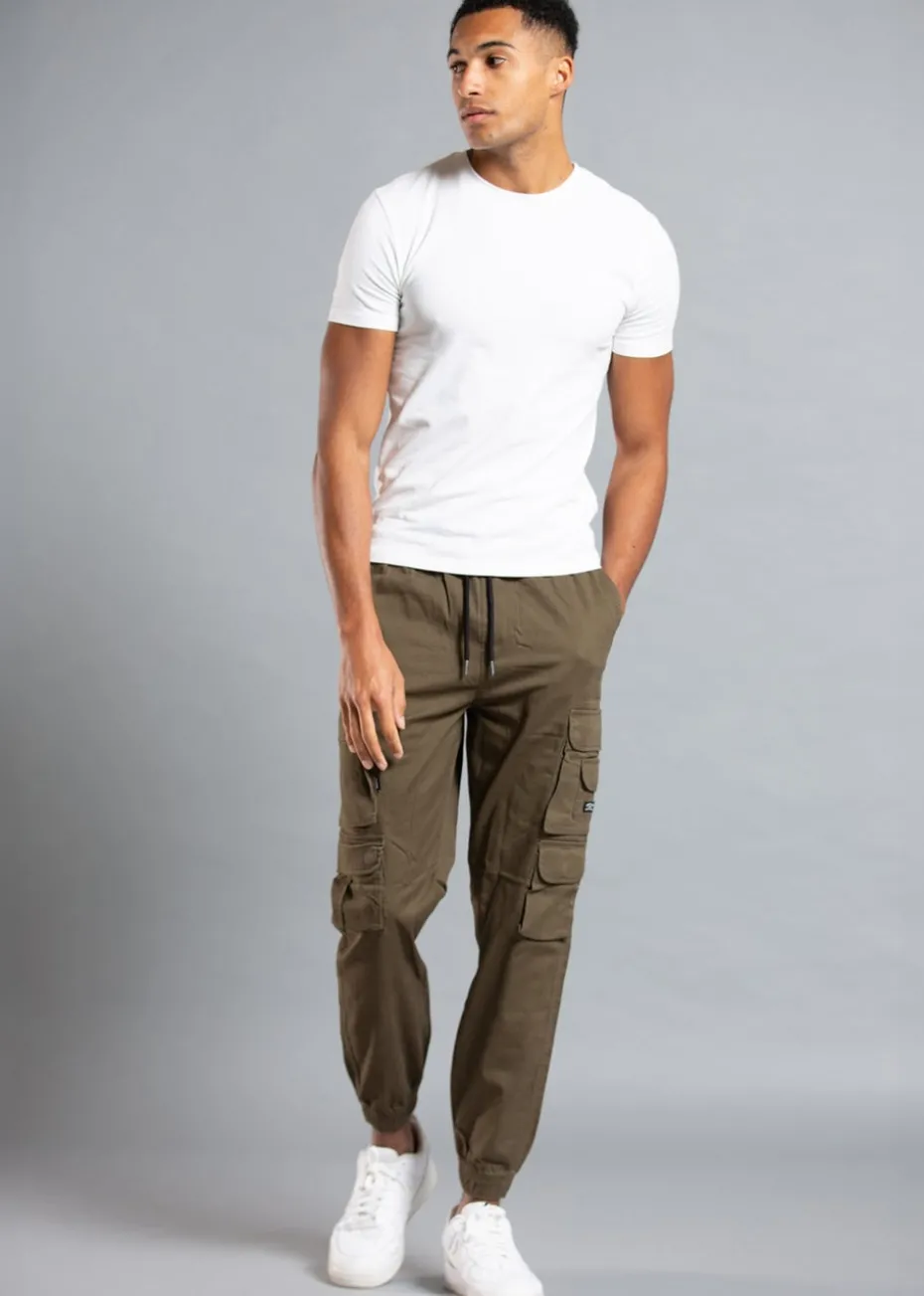 Tokyo Laundry Khaki Belted Cotton Cargo Trousers