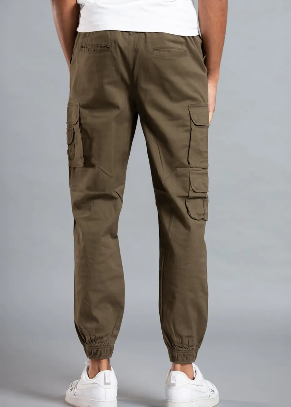 Tokyo Laundry Khaki Belted Cotton Cargo Trousers