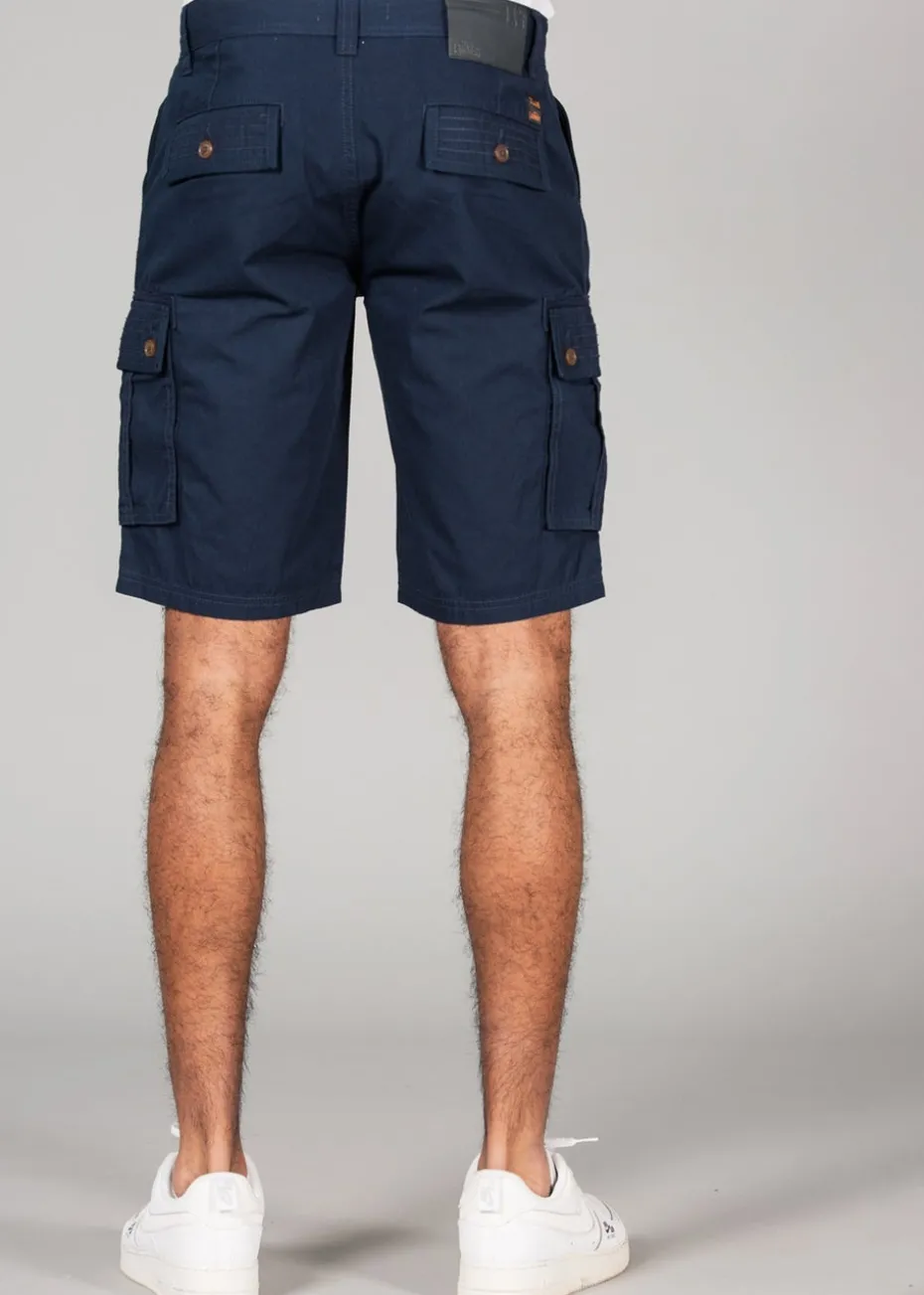 Tokyo Laundry Navy Cotton Cargo-Style Short with Pockets