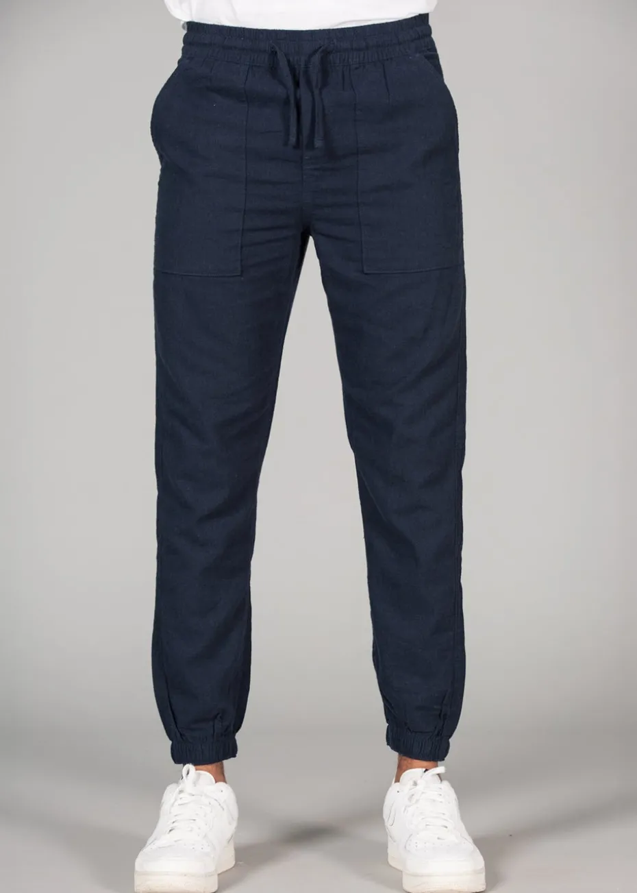 Tokyo Laundry Navy Linen Blend Classic Fit Trousers