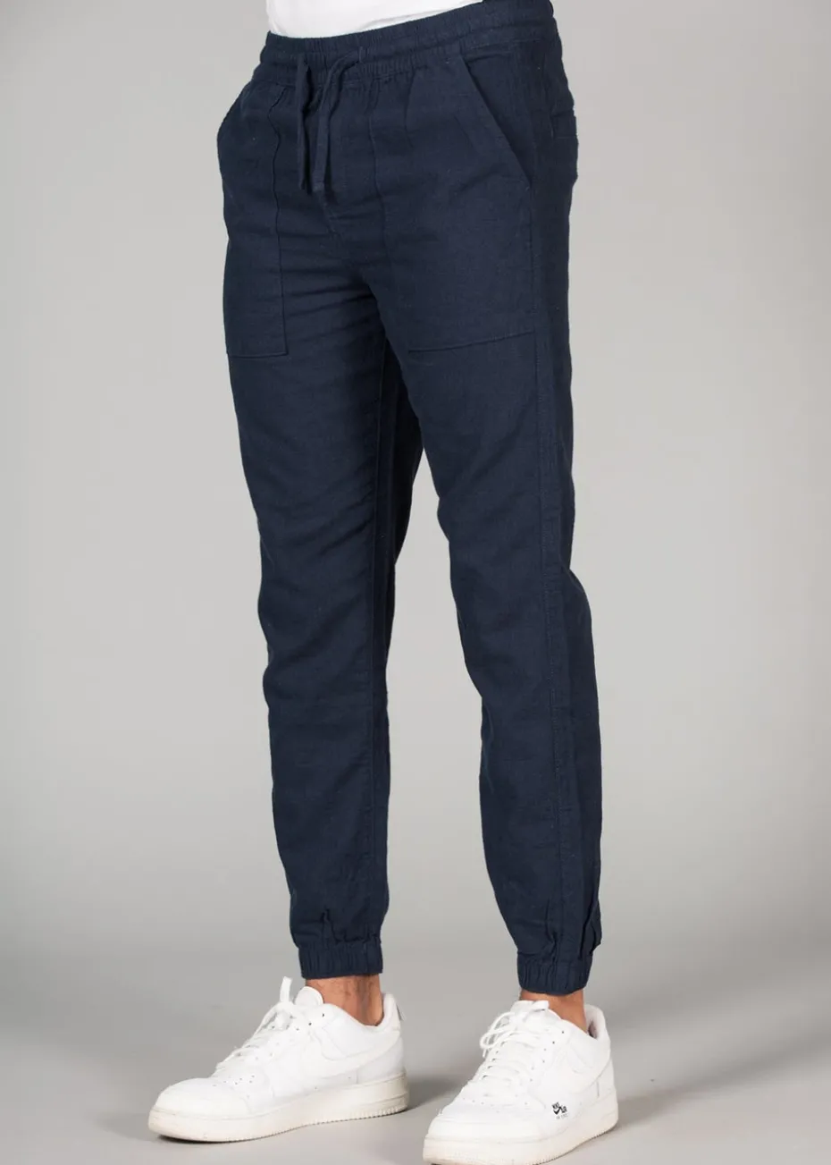 Tokyo Laundry Navy Linen Blend Classic Fit Trousers