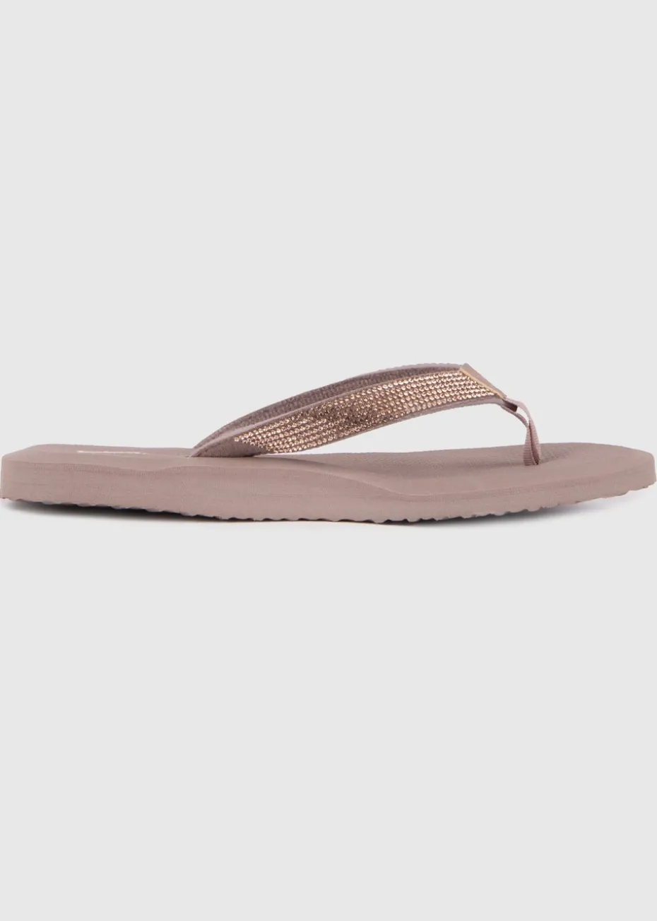 Totes Beige Beaded Toe Post