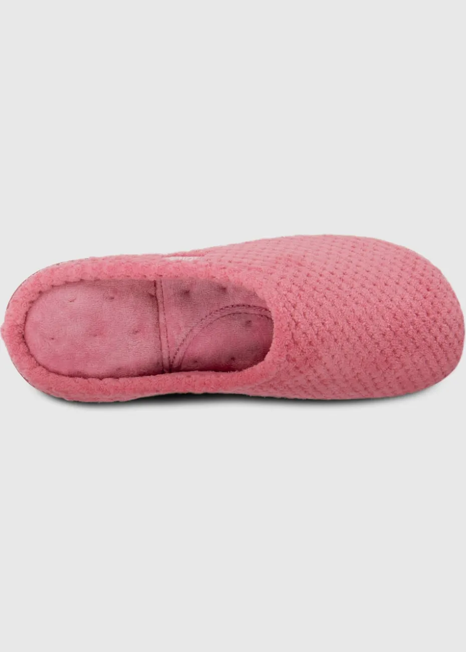 Totes Isotoner Dusty Pink Popcorn Terry Mule Slippers