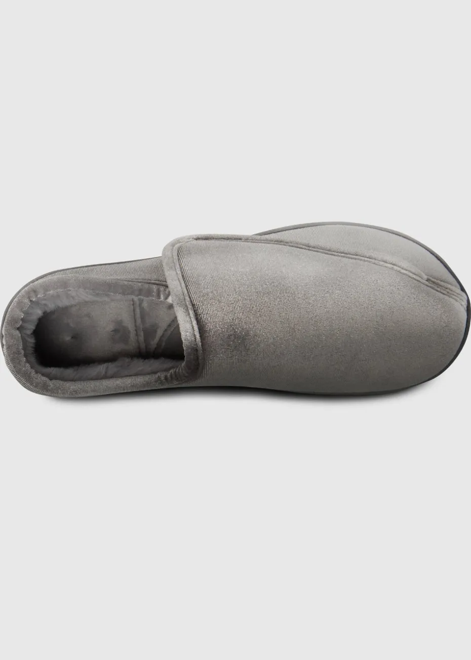 Totes Isotoner Grey Ladies Sparkle Velour Closed Back Slipper