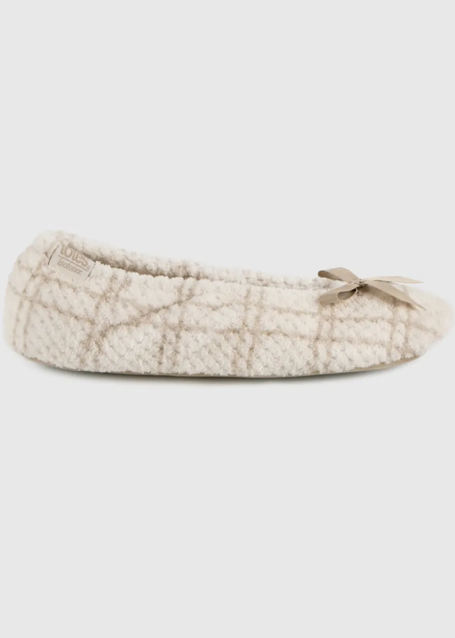 Totes Isotoner Natural Ladies Popcorn Ballet Slippers
