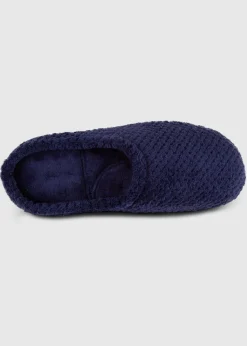 Totes Isotoner Navy Popcorn Terry Mule Slippers
