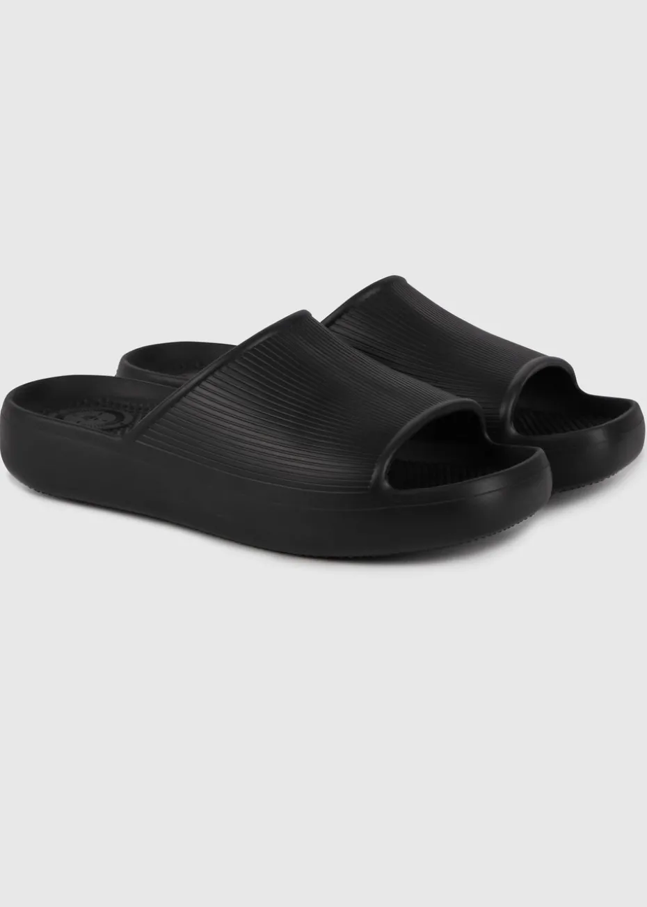 Totes Solbounce Black Ribbed Slider