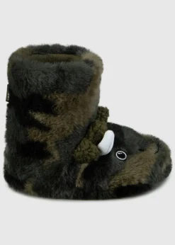 Totes Toasties Green Kids Dino Boot Slippers