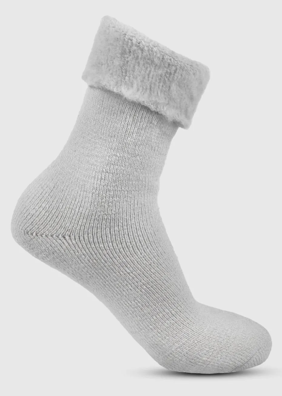 Totes Toasties Grey Ladies Thermal Brushed Bed Sock