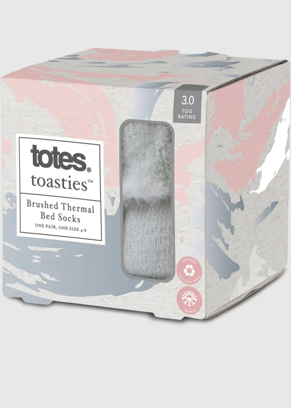 Totes Toasties Grey Ladies Thermal Brushed Bed Sock