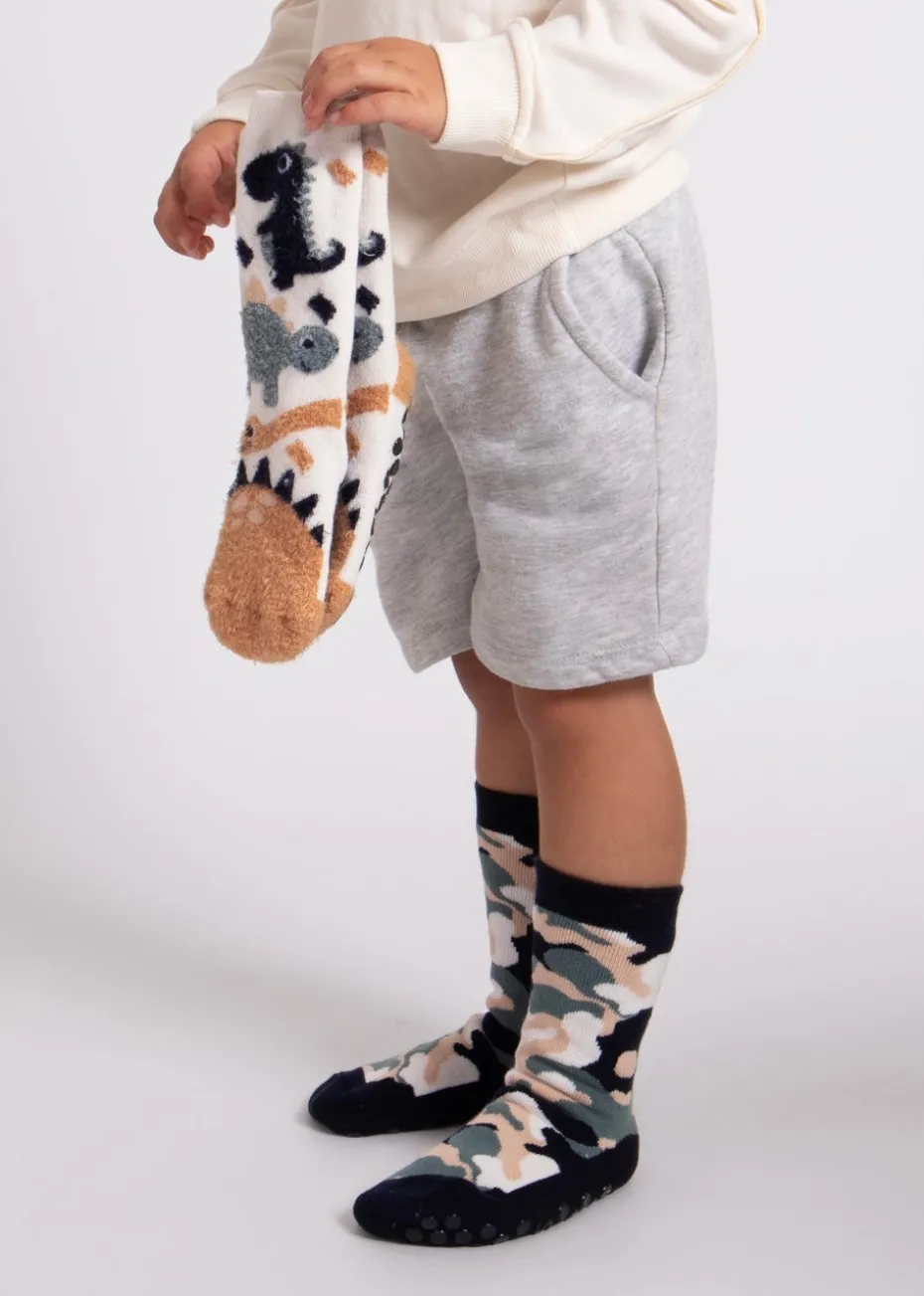 Totes Toasties Multi Childrens Original Slipper-Sox (Twin Pack)