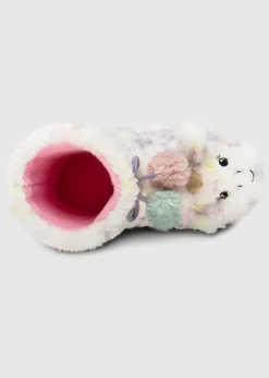Totes Toasties Pink Kids Multi Faux Fur Boot Slippers