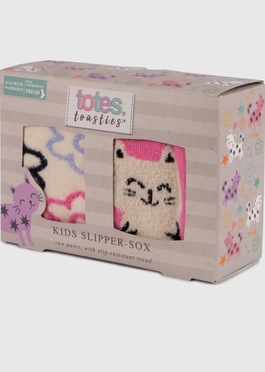 Totes Toasties Pink Kids Original Slipper-Sox (Twin Pack)