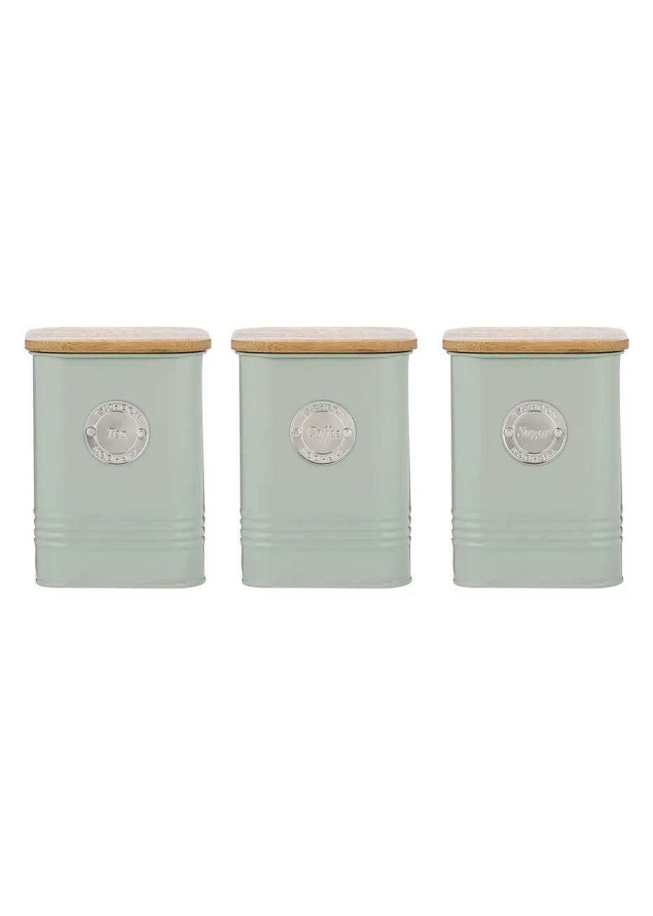 Typhoon Living Squircle Set of 3 Tea, Coffee, Sugar Storage Canisters (1.3 ltr)