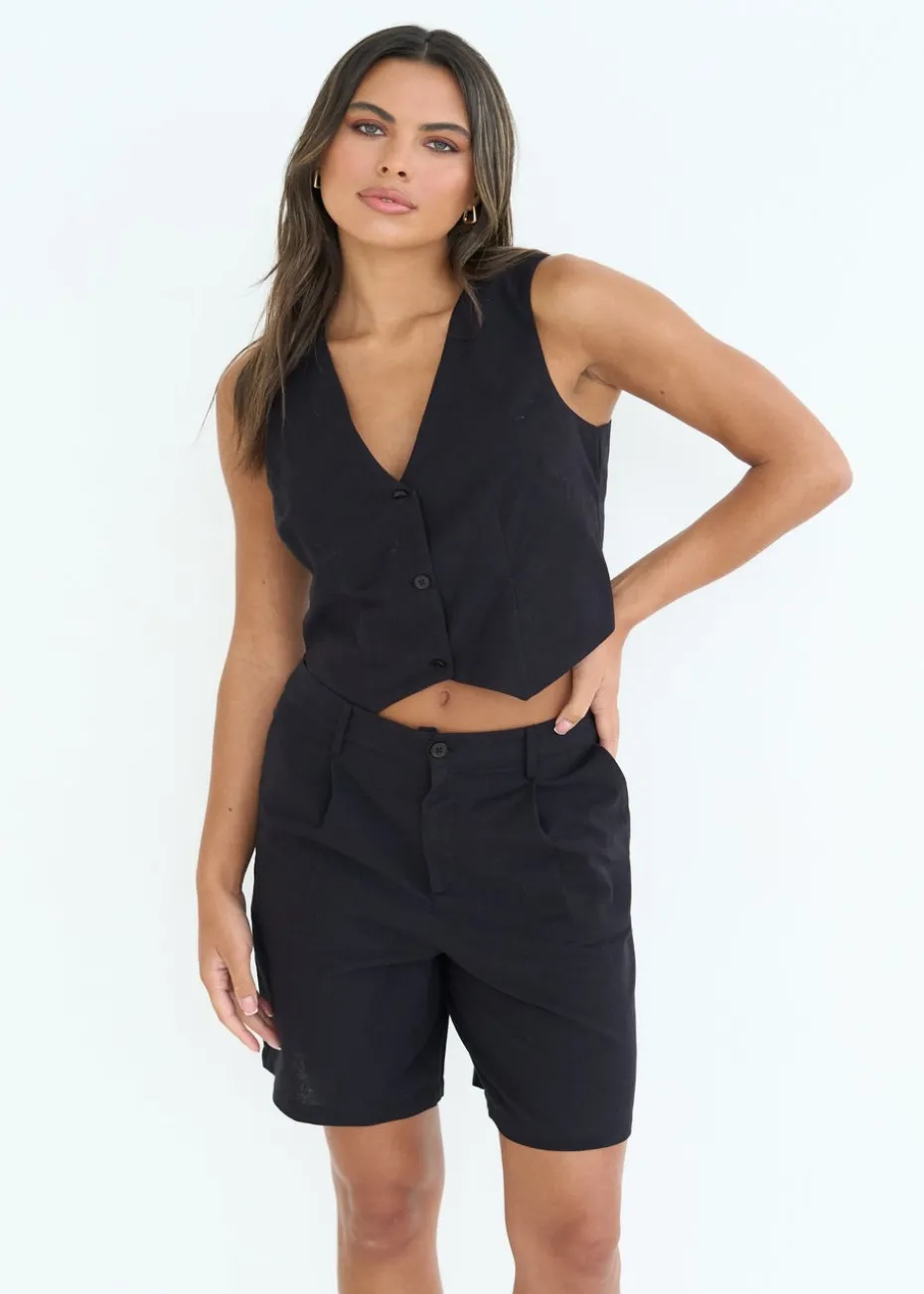 Urban Bliss Black Linen Blend Short