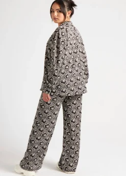 Urban Bliss Black Stencil Floral Oversized Shirt