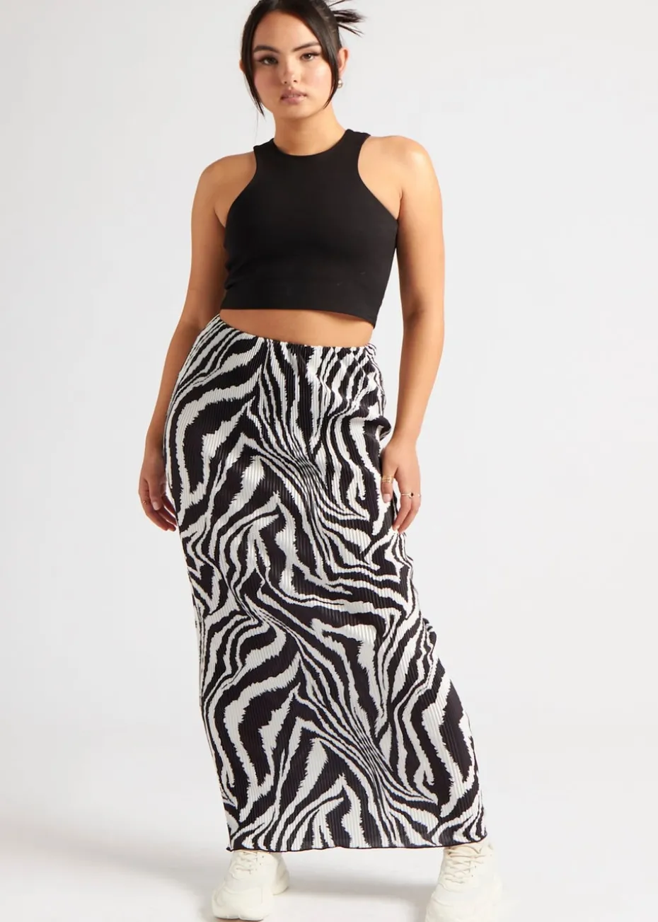 Urban Bliss Black Zebra Plisse Maxi Skirt