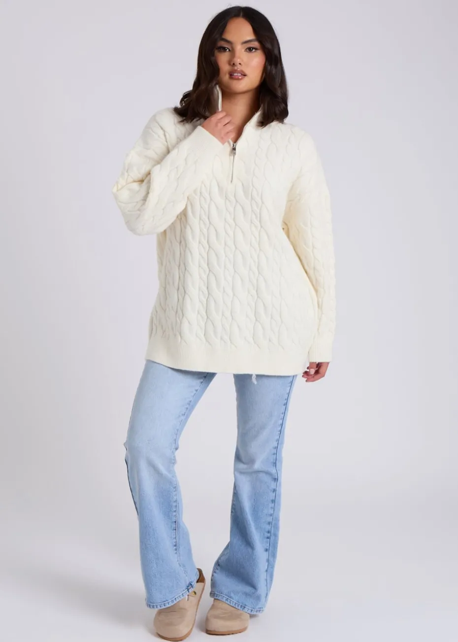 Urban Bliss Cream Cable Half Zip Jumper