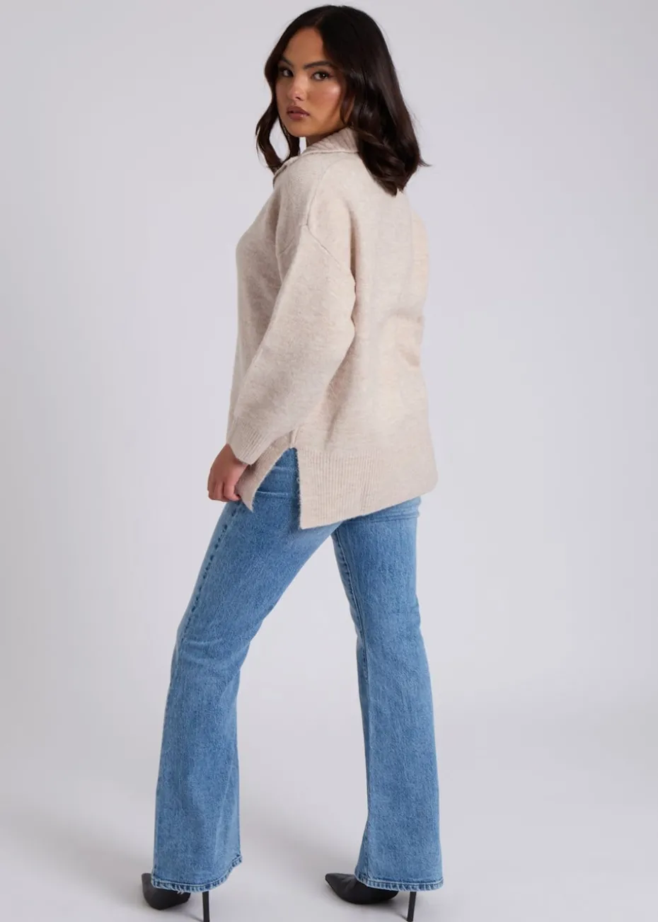 Urban Bliss Cream Half Zip Jumper
