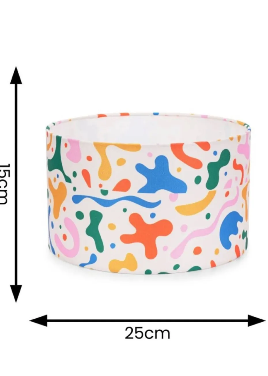 ValueLights Abbie Multicolour Drum Ceiling Pendant Lampshade (15cm x 25cm x 25cm)