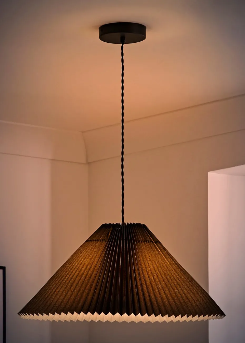 ValueLights Akira Black Pendant Light with Grey Tapered Shade (113cm x 53cm x 53cm)