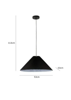 ValueLights Akira Black Pendant Light with Grey Tapered Shade (113cm x 53cm x 53cm)