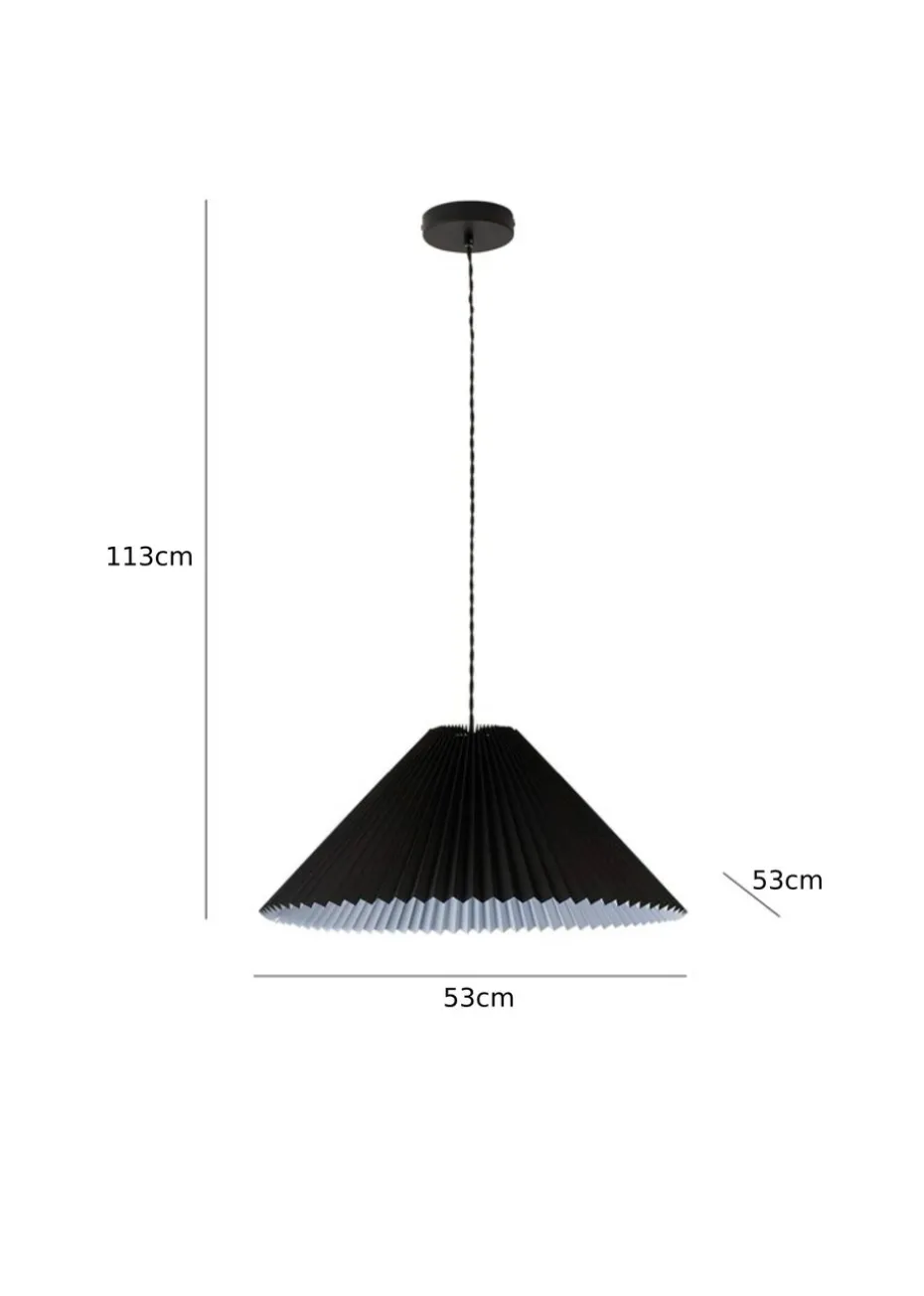 ValueLights Akira Black Pendant Light with Grey Tapered Shade (113cm x 53cm x 53cm)