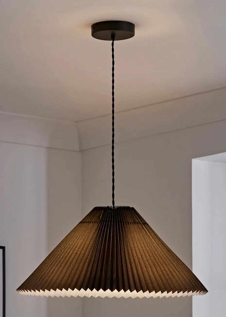 ValueLights Akira Black Pendant Light with Grey Tapered Shade (113cm x 53cm x 53cm)