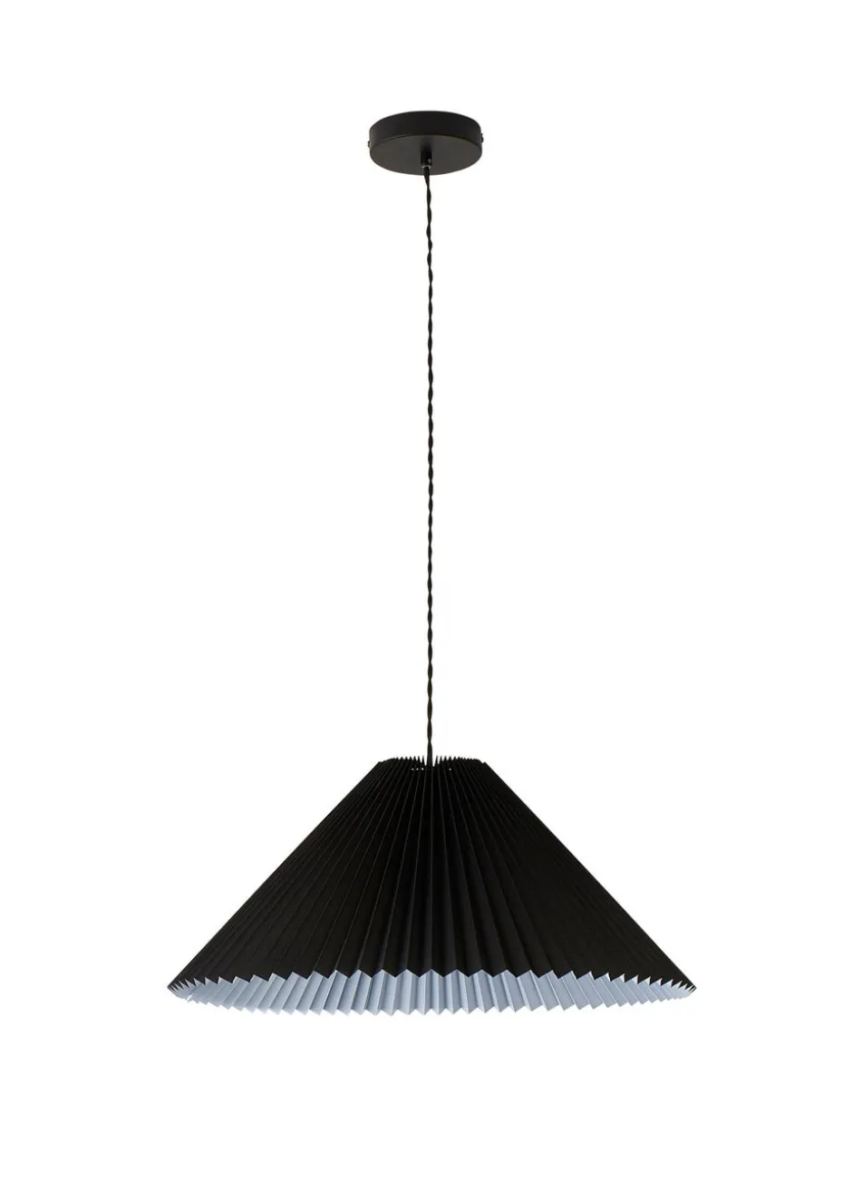 ValueLights Akira Black Pendant Light with Grey Tapered Shade (113cm x 53cm x 53cm)