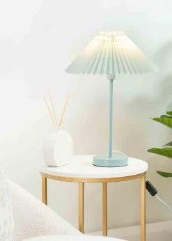 ValueLights Akira Blue Table Lamp with Blue Tapered Shade (48.5cm x 34.5cm x 34.5cm)