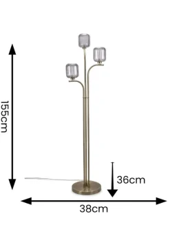 ValueLights Amelie Gold Floor Lamp with Grey Rectangular Shade