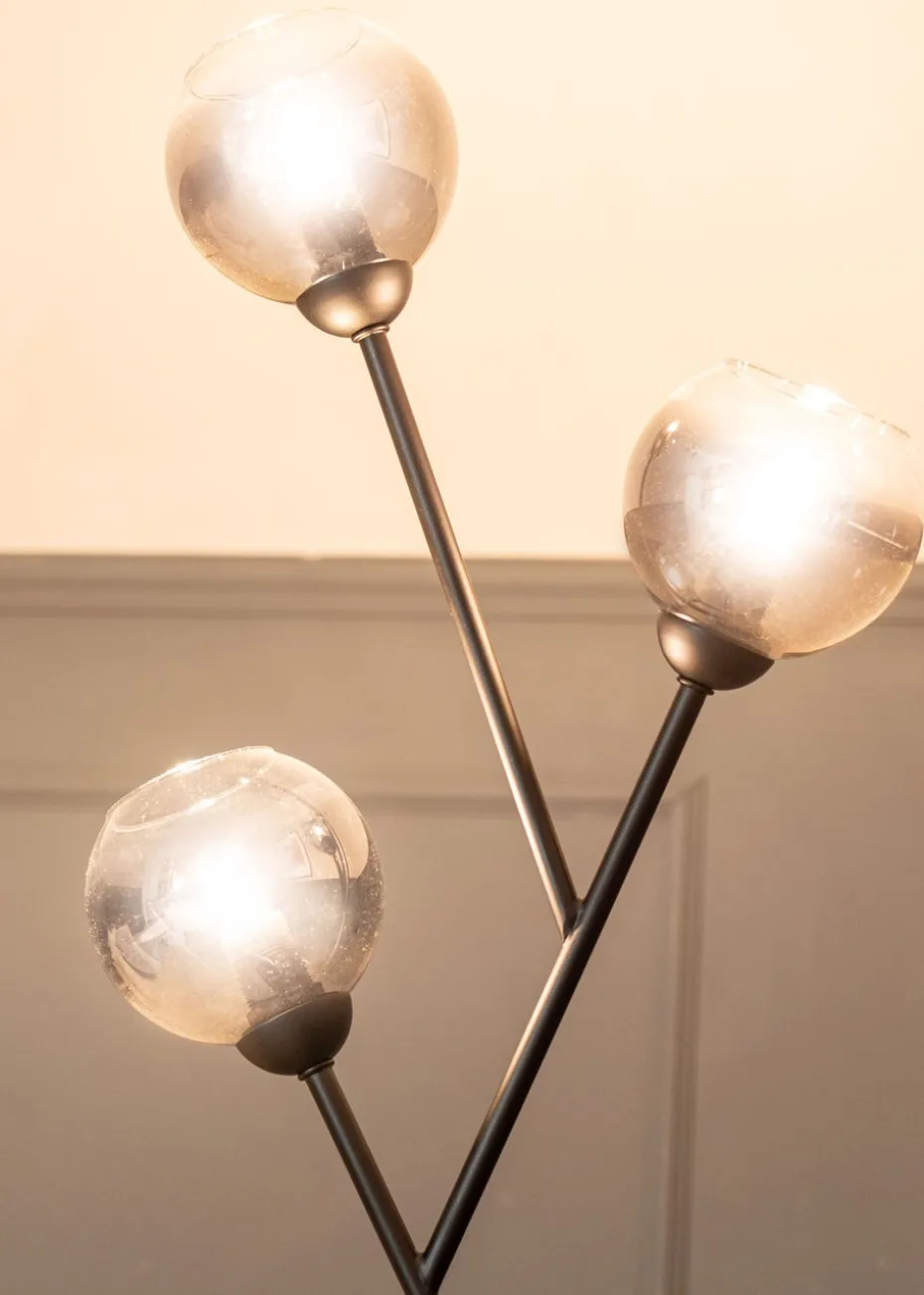 ValueLights Aria 3 Way Smoked Glass Floor Lamp (150cm x 34cm x 25cm)