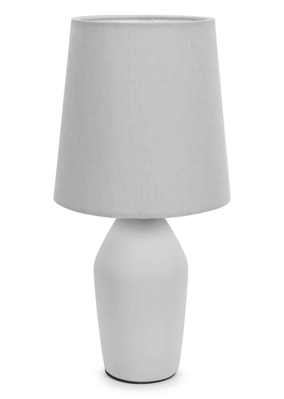 ValueLights Arlo Matte Grey Table Lamp with Grey Tapered Shade