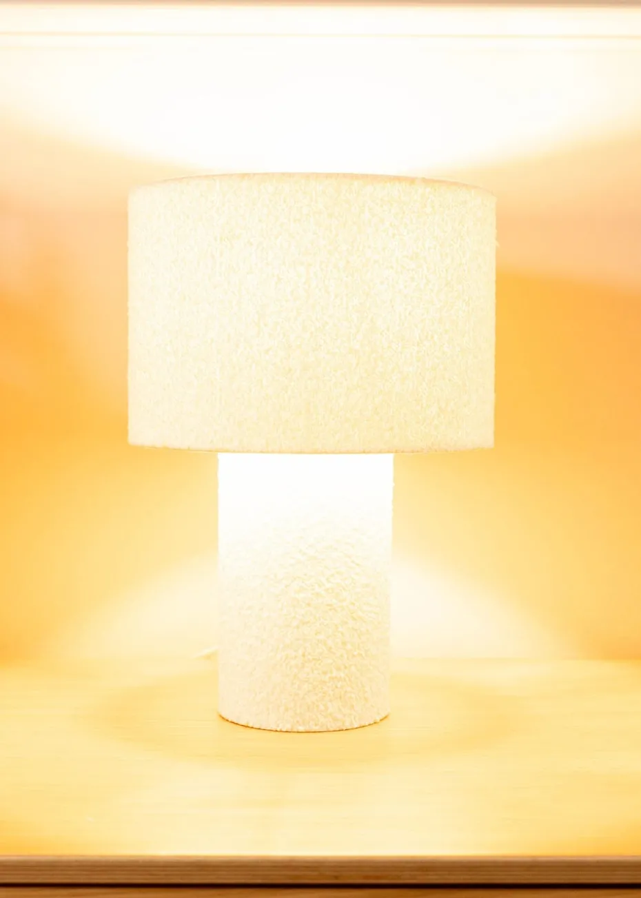 ValueLights Ash Natural Boucle Table Lamp (32cm x 22cm x 22cm)
