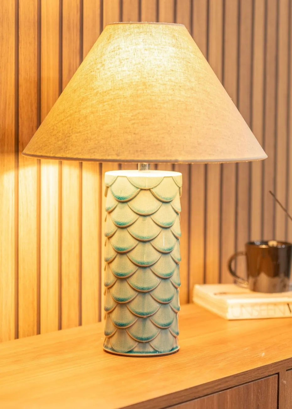 ValueLights Athena Blue Ceramic Table Lamp (42cm x 32cm x 32cm)