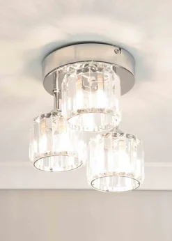 ValueLights Beth Polished Silver Semi-Flush Light with White Shade (20cm x 19.5cm x 18.5cm)