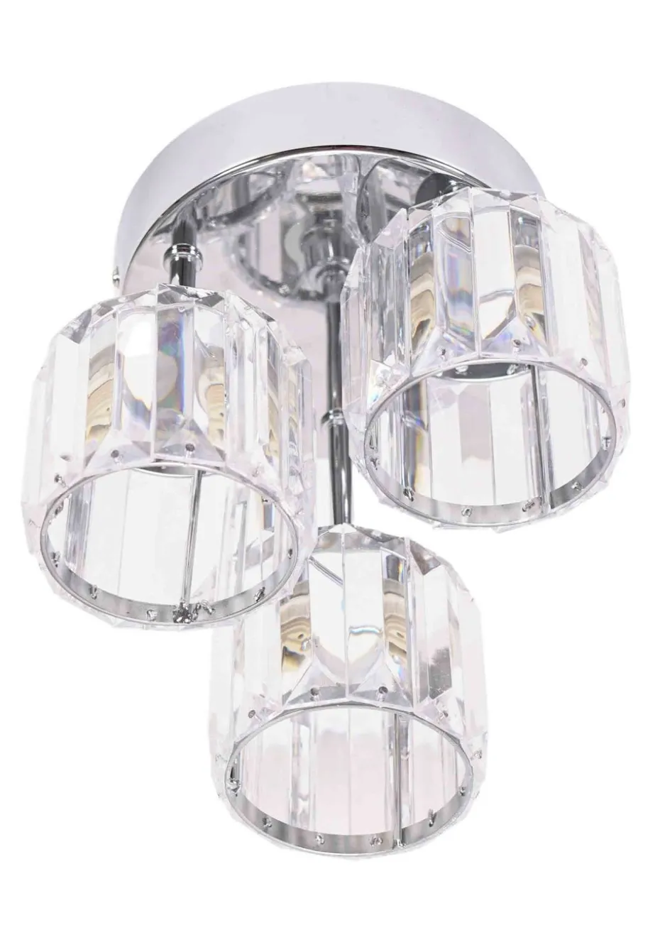 ValueLights Beth Polished Silver Semi-Flush Light with White Shade (20cm x 19.5cm x 18.5cm)