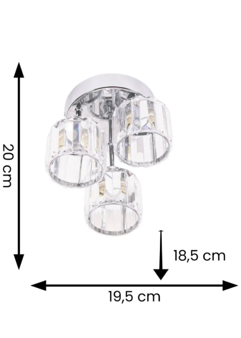 ValueLights Beth Polished Silver Semi-Flush Light with White Shade (20cm x 19.5cm x 18.5cm)