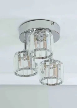 ValueLights Beth Polished Silver Semi-Flush Light with White Shade (20cm x 19.5cm x 18.5cm)