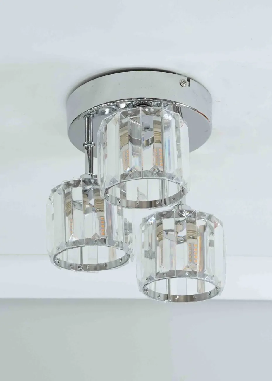ValueLights Beth Polished Silver Semi-Flush Light with White Shade (20cm x 19.5cm x 18.5cm)