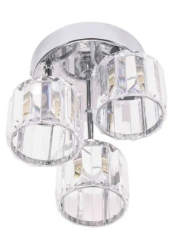 ValueLights Beth Polished Silver Semi-Flush Light with White Shade (20cm x 19.5cm x 18.5cm)