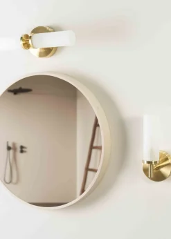 ValueLights Canya Matte Gold Wall Light with Clear Drum Shade