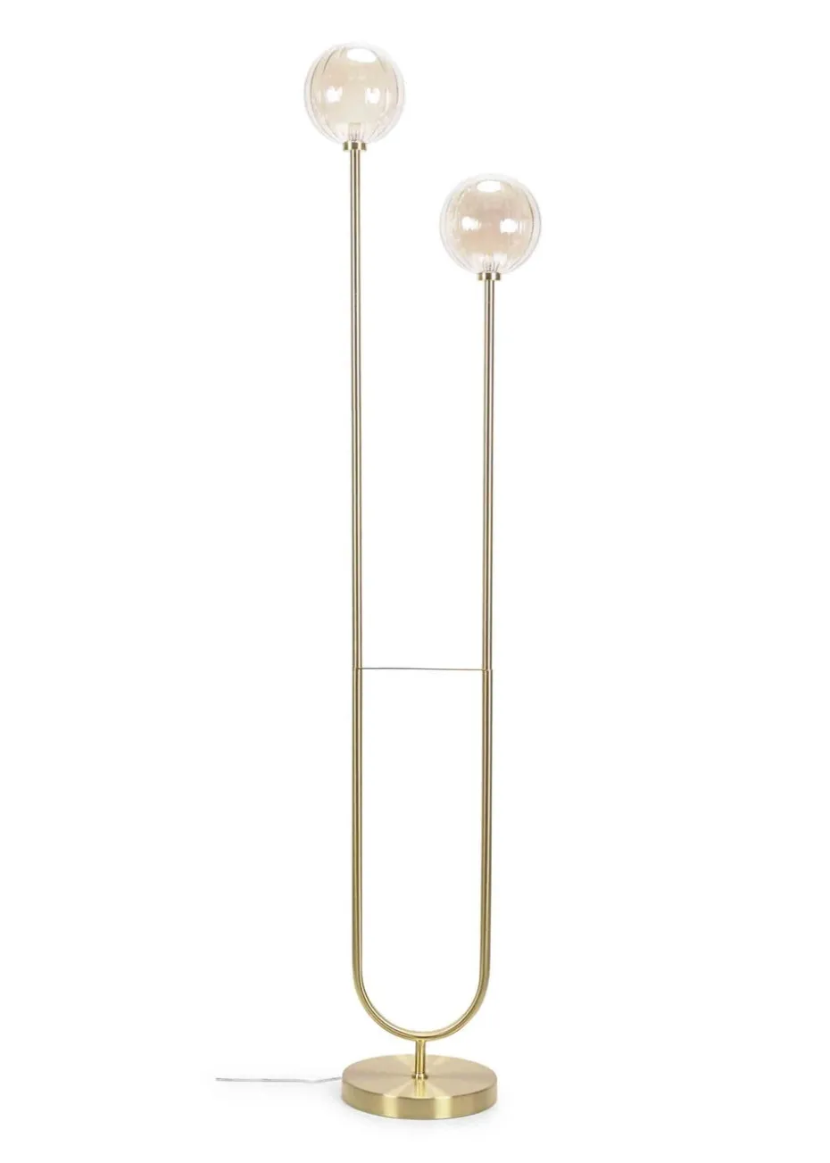 ValueLights Chessy Gold Floor Lamp with Globe Shade (153cm x 32cm x 23cm)