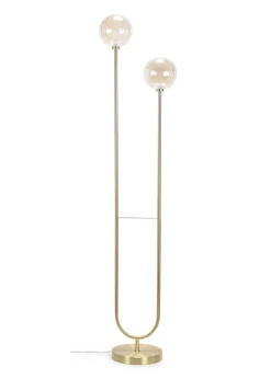 ValueLights Chessy Gold Floor Lamp with Globe Shade (153cm x 32cm x 23cm)
