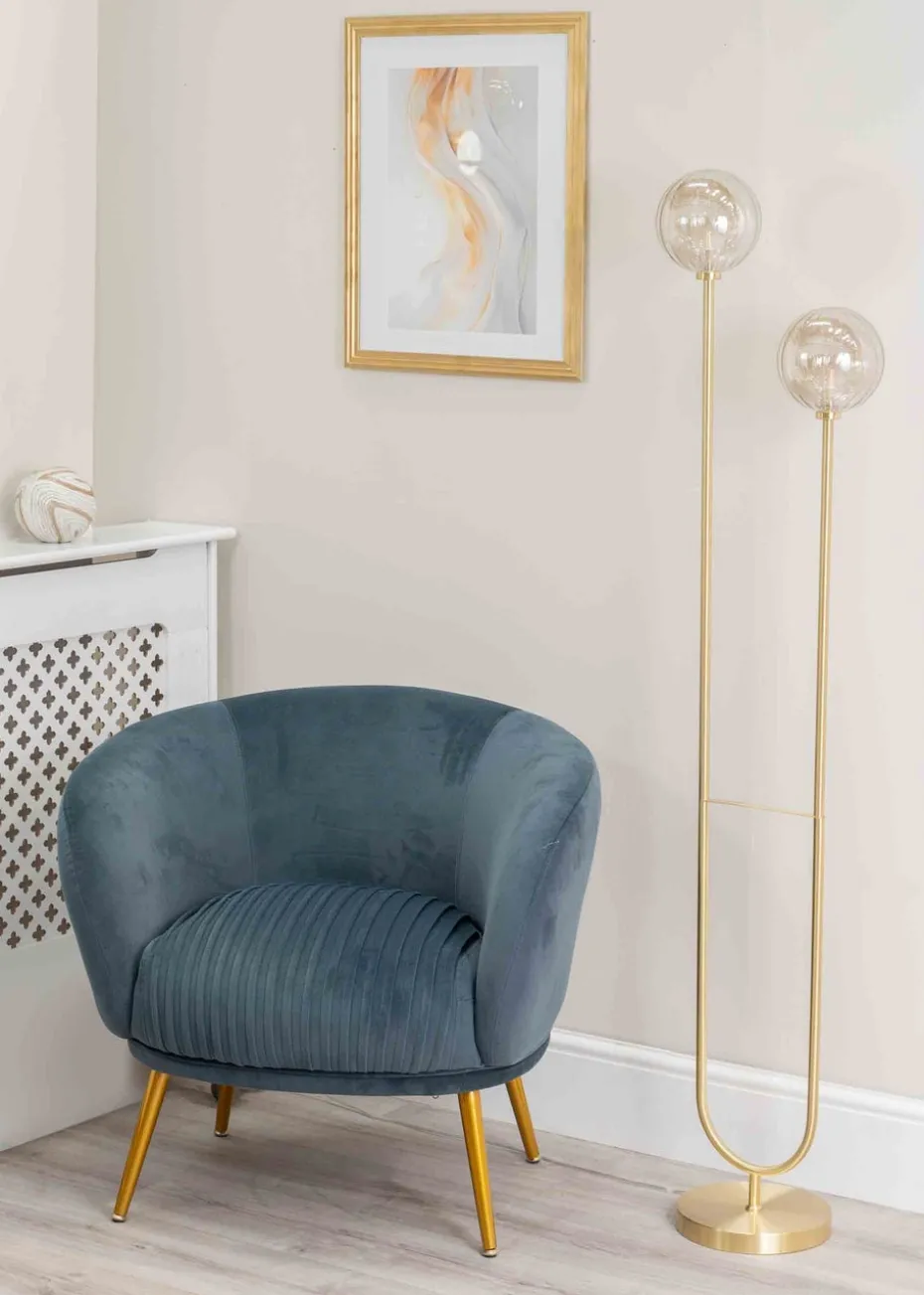 ValueLights Chessy Gold Floor Lamp with Globe Shade (153cm x 32cm x 23cm)
