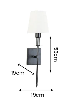 ValueLights Dimmable Black Wall Light with Cream Shade Integrated LED