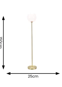 ValueLights Frenchie Gold Floor Lamp with Pink Globe Shade (150cm x 25cm x 25cm)