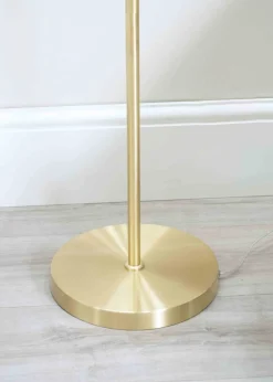 ValueLights Frenchie Gold Floor Lamp with Pink Globe Shade (150cm x 25cm x 25cm)