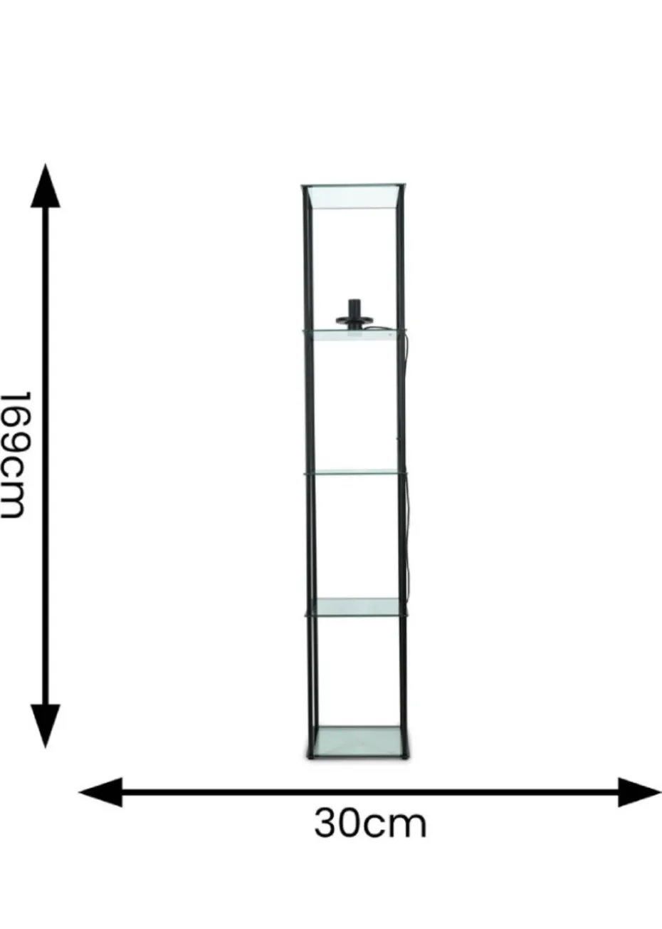 ValueLights Gobie Black Floor Lamp with Clear Drum Shade (169cm x 30cm x 30cm)