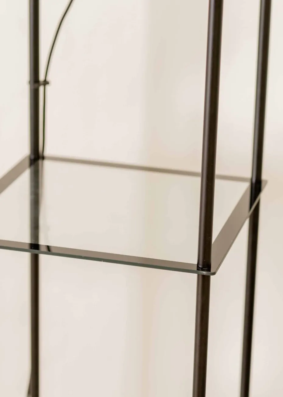 ValueLights Gobie Black Floor Lamp with Clear Drum Shade (169cm x 30cm x 30cm)